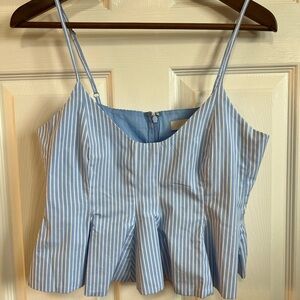 LOFT Light Blue and White Striped Tank